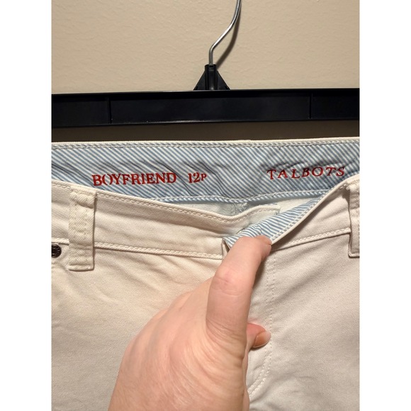 Talbots Womens 12P Boyfriend White Denim Jeans Cropped Capri Pants - Picture 2 of 7